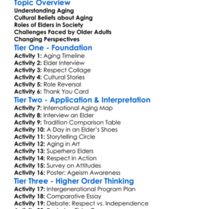 Cultural Perspectives On Aging Worksheet Activity Booklet