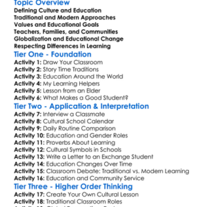 Cultural Perspectives On Education Worksheet Activity Booklet