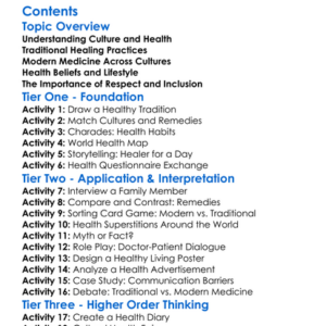 Cultural Perspectives On Health And Medicine Worksheet Activity Booklet