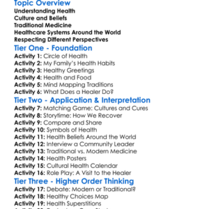 Cultural Perspectives On Health Worksheet Activity Booklet
