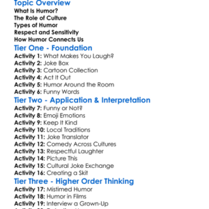 Cultural Perspectives On Humor Worksheet Activity Booklet