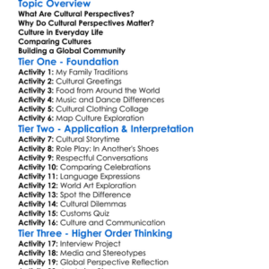 Cultural Perspectives Worksheet Activity Booklet