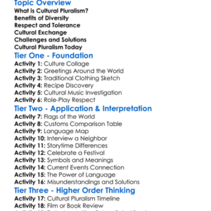 Cultural Pluralism Worksheet Activity Booklet