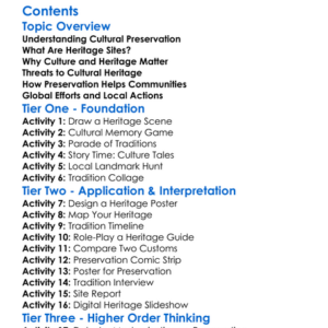 Cultural Preservation And Heritage Sites Worksheet Activity Booklet