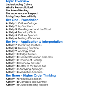 Cultural Reconciliation And Healing Worksheet Activity Booklet