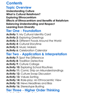 Cultural Relativism And Ethnocentrism Worksheet Activity Booklet