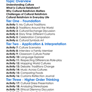 Cultural Relativism Worksheet Activity Booklet