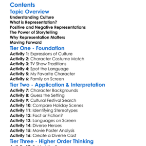 Cultural Representation In Film And Television Worksheet Activity Booklet