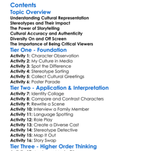 Cultural Representation In Film And Tv Worksheet Activity Booklet