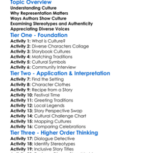 Cultural Representation In Literature Worksheet Activity Booklet