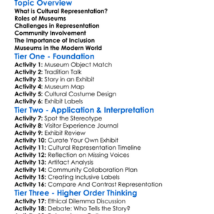 Cultural Representation In Museums Worksheet Activity Booklet