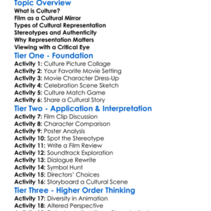 Cultural Representations In Film Worksheet Activity Booklet