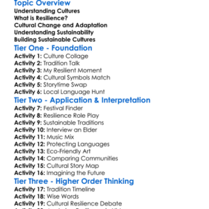 Cultural Resilience And Sustainability Worksheet Activity Booklet