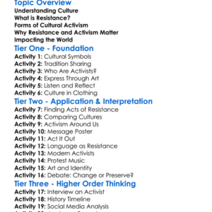 Cultural Resistance And Activism Worksheet Activity Booklet
