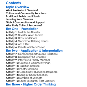 Cultural Responses To Natural Disasters Worksheet Activity Booklet