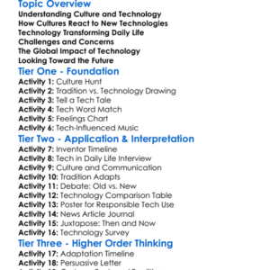 Cultural Responses To Technology Worksheet Activity Booklet