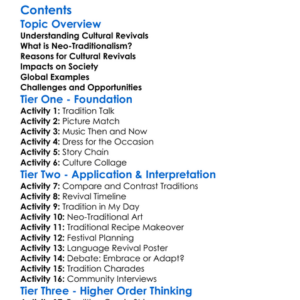 Cultural Revivals And Neo-Traditionalism Worksheet Activity Booklet