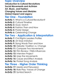 Cultural Revolutions Eg 1960S Worksheet Activity Booklet