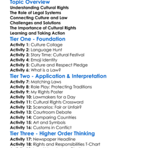 Cultural Rights And Legal Systems Worksheet Activity Booklet