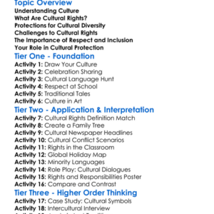 Cultural Rights And Protections Worksheet Activity Booklet