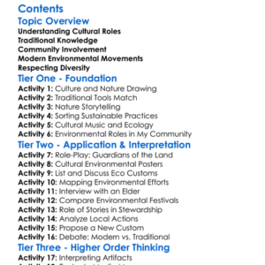 Cultural Roles In Environmental Stewardship Worksheet Activity Booklet