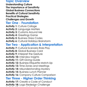 Cultural Sensitivity In Business Worksheet Activity Booklet