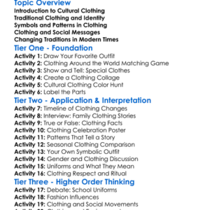 Cultural Significance Of Clothing Worksheet Activity Booklet