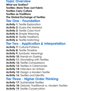 Cultural Significance Of Textiles Worksheet Activity Booklet