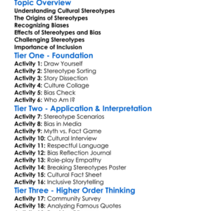 Cultural Stereotypes And Biases Worksheet Activity Booklet