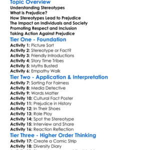Cultural Stereotypes And Prejudice Worksheet Activity Booklet