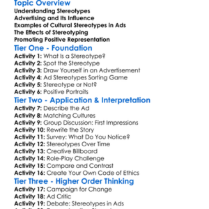 Cultural Stereotypes In Advertising Worksheet Activity Booklet