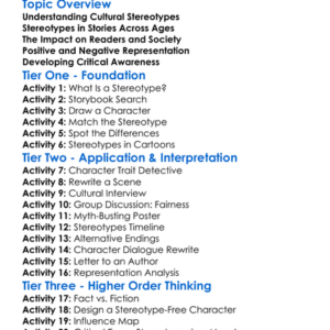 Cultural Stereotypes In Literature Worksheet Activity Booklet