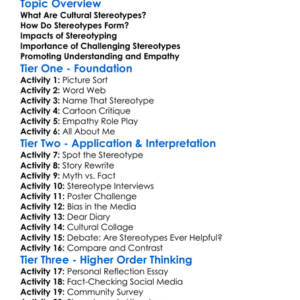Cultural Stereotypes Worksheet Activity Booklet
