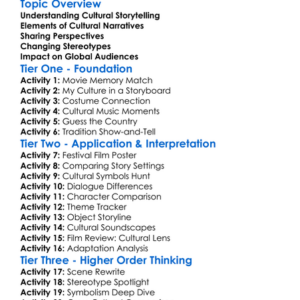 Cultural Storytelling In Film Worksheet Activity Booklet