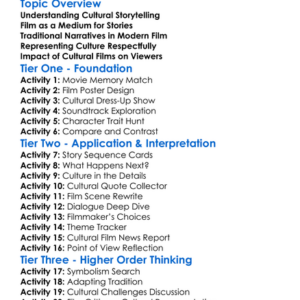 Cultural Storytelling Through Film Worksheet Activity Booklet