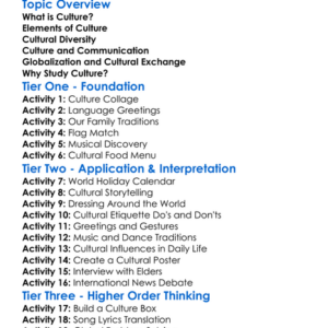 Cultural Studies Worksheet Activity Booklet