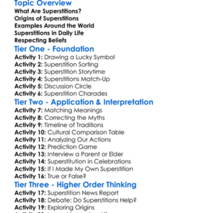 Cultural Superstitions Worksheet Activity Booklet