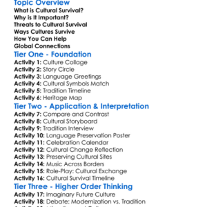 Cultural Survival Worksheet Activity Booklet
