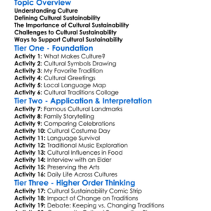 Cultural Sustainability Worksheet Activity Booklet
