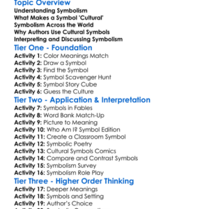 Cultural Symbolism In Literature Worksheet Activity Booklet