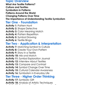 Cultural Symbolism In Textile Patterns Worksheet Activity Booklet