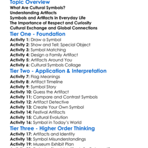 Cultural Symbols And Artifacts Worksheet Activity Booklet