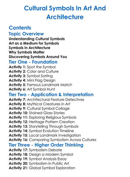 Cultural Symbols In Art And Architecture Worksheet Activity Booklet