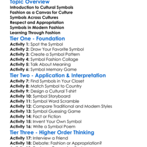 Cultural Symbols In Fashion Worksheet Activity Booklet