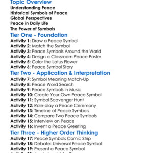 Cultural Symbols Of Peace Worksheet Activity Booklet