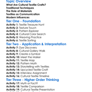 Cultural Textile Crafts Worksheet Activity Booklet