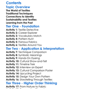 Cultural Textiles And Traditional Techniques Worksheet Activity Booklet