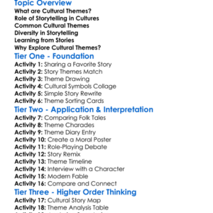 Cultural Themes In Storytelling Worksheet Activity Booklet