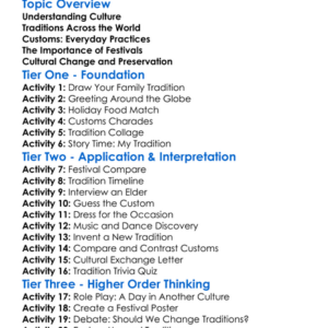 Cultural Traditions And Customs Worksheet Activity Booklet