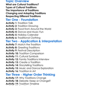 Cultural Traditions Worksheet Activity Booklet